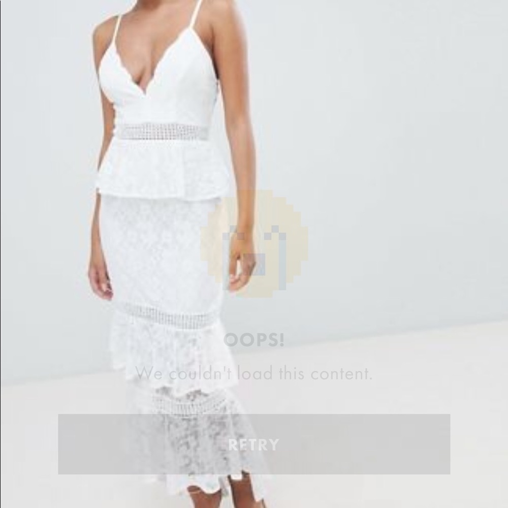 ASOS Love Triangle Tiered White Lace Dress
